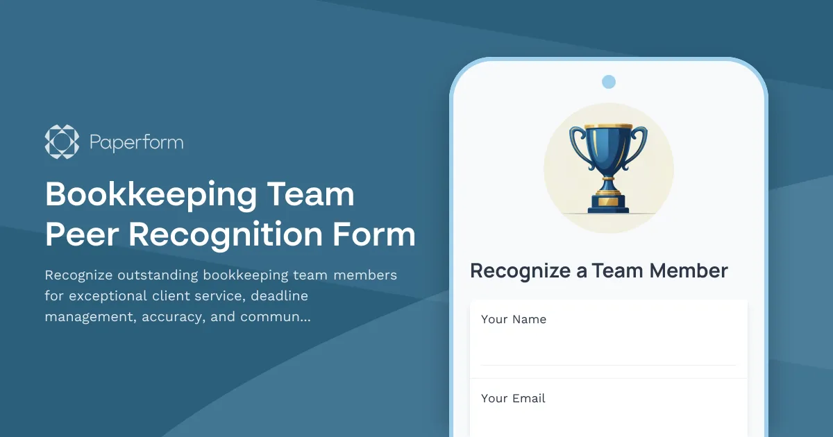 Bookkeeping Team Peer Recognition Form