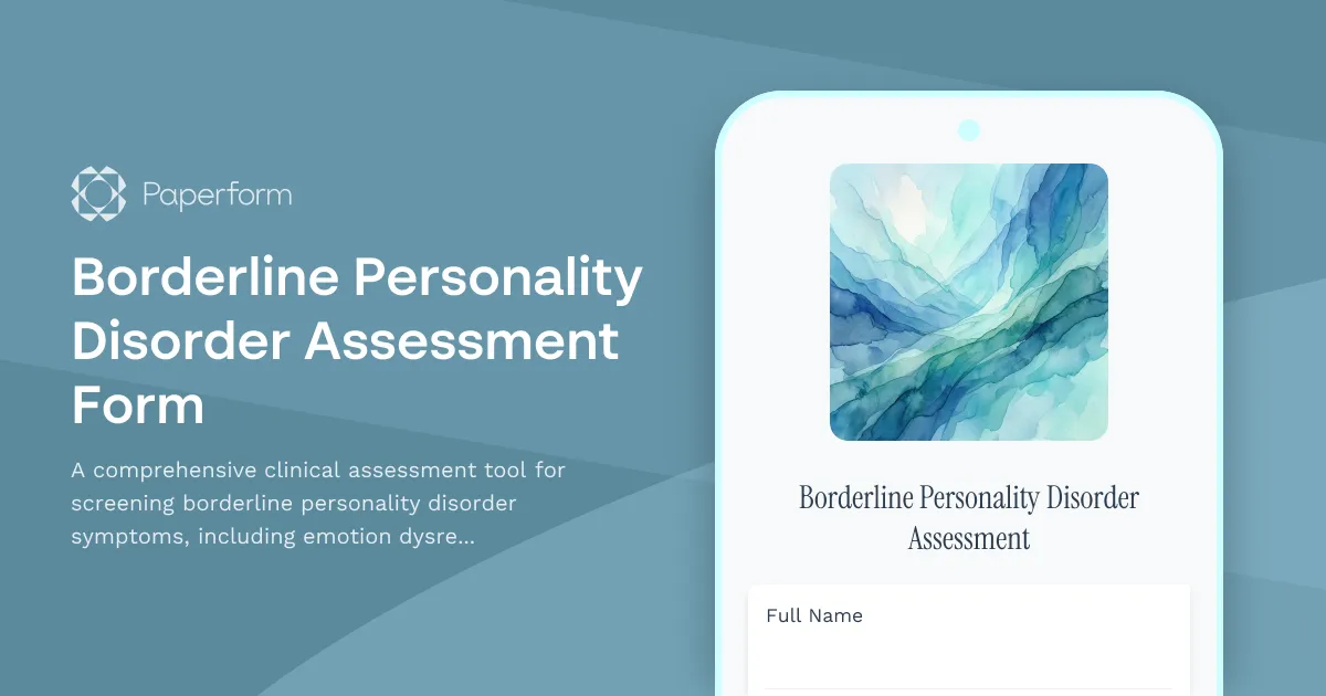 Borderline Personality Disorder Assessment Form