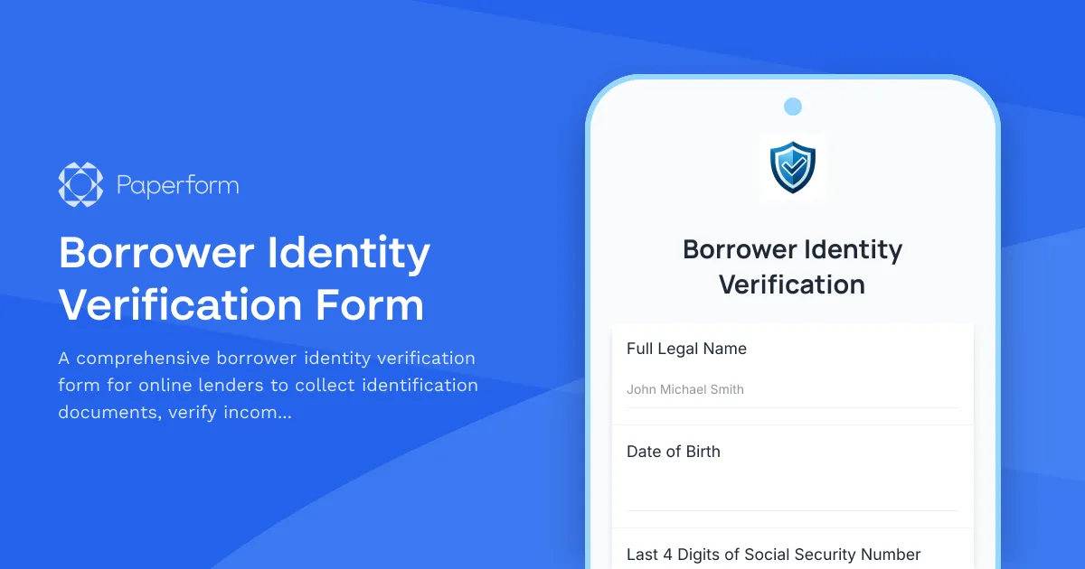 Borrower Identity Verification Form
