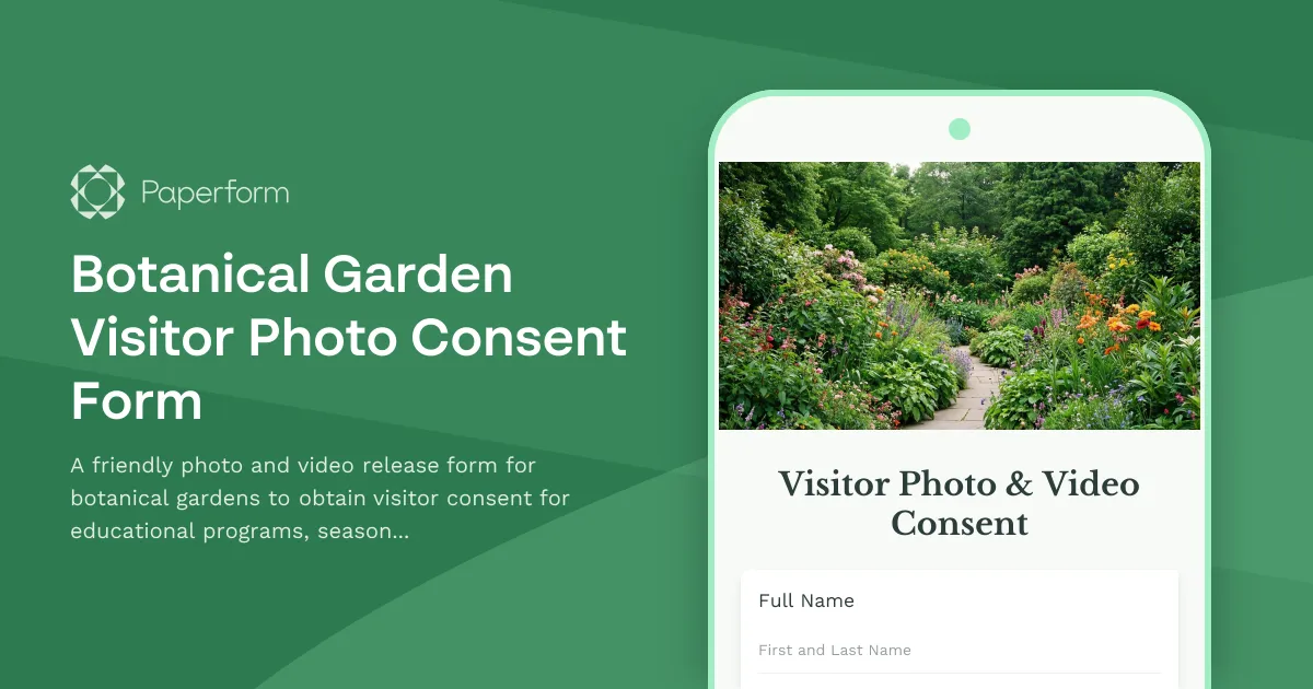 Botanical Garden Visitor Photo Consent Form