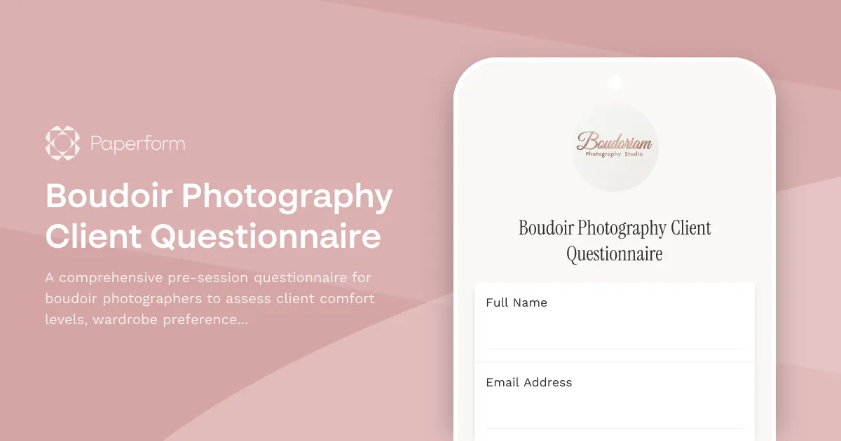 Boudoir Photography Client Questionnaire