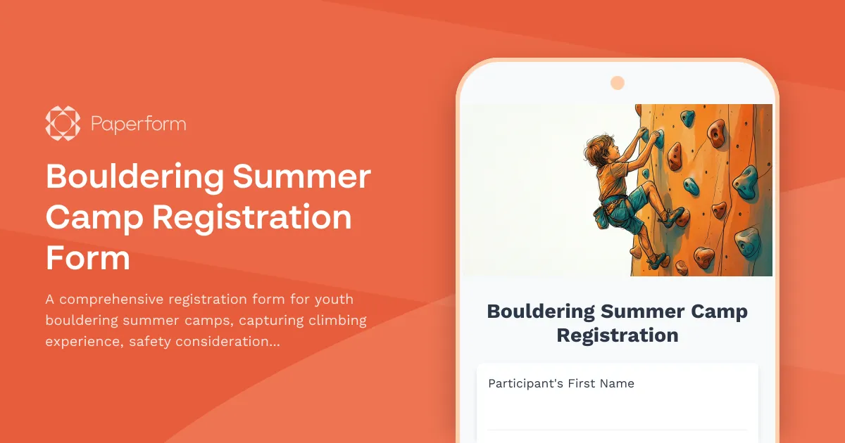 Bouldering Summer Camp Registration Form