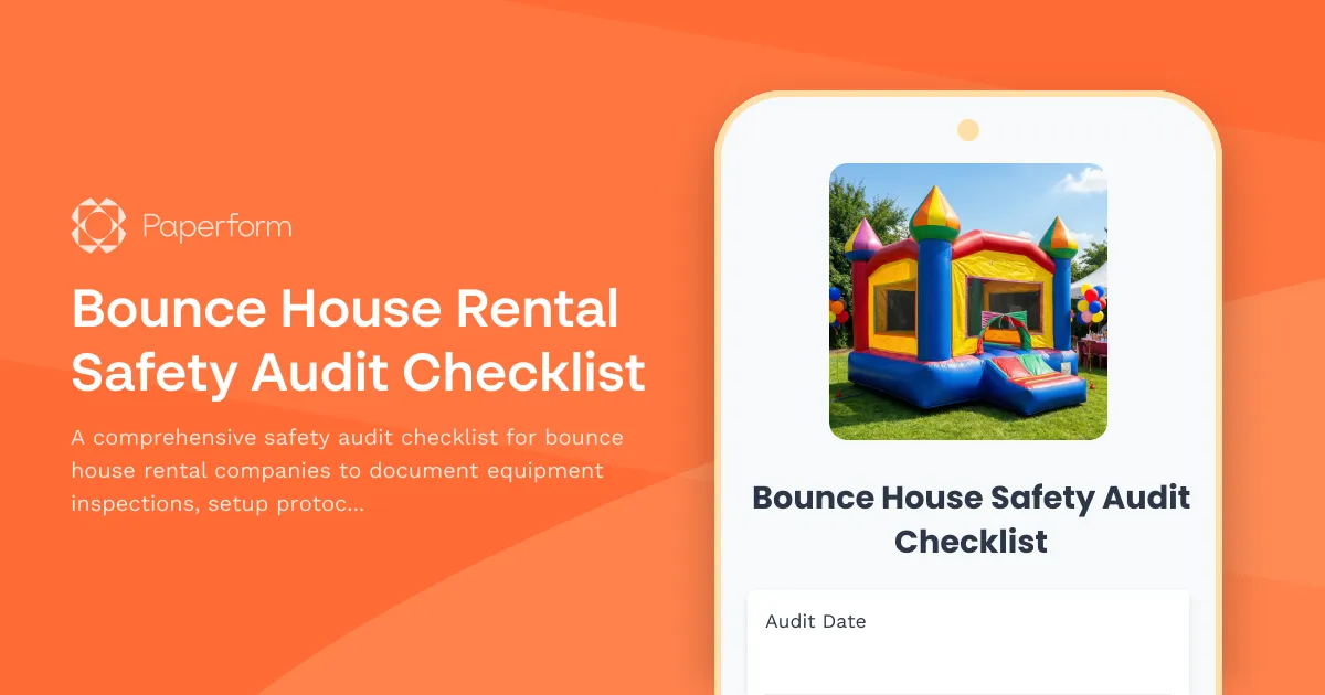 Bounce House Rental Safety Audit Checklist