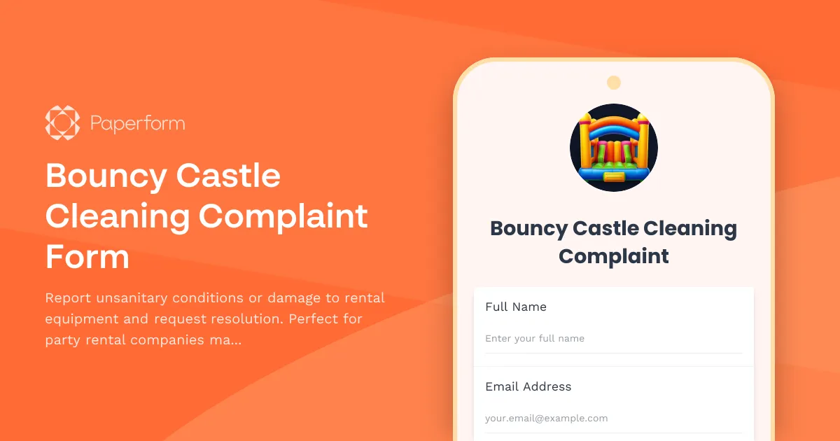 Bouncy Castle Cleaning Complaint Form