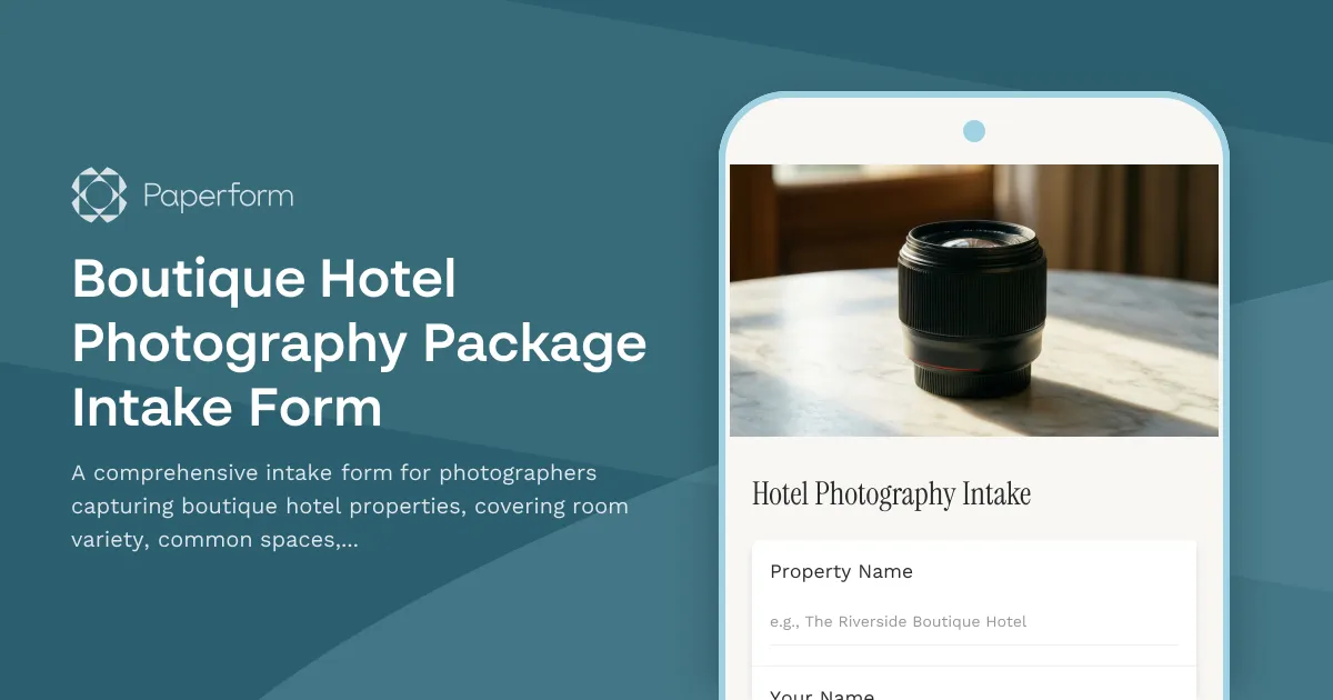 Boutique Hotel Photography Package Intake Form