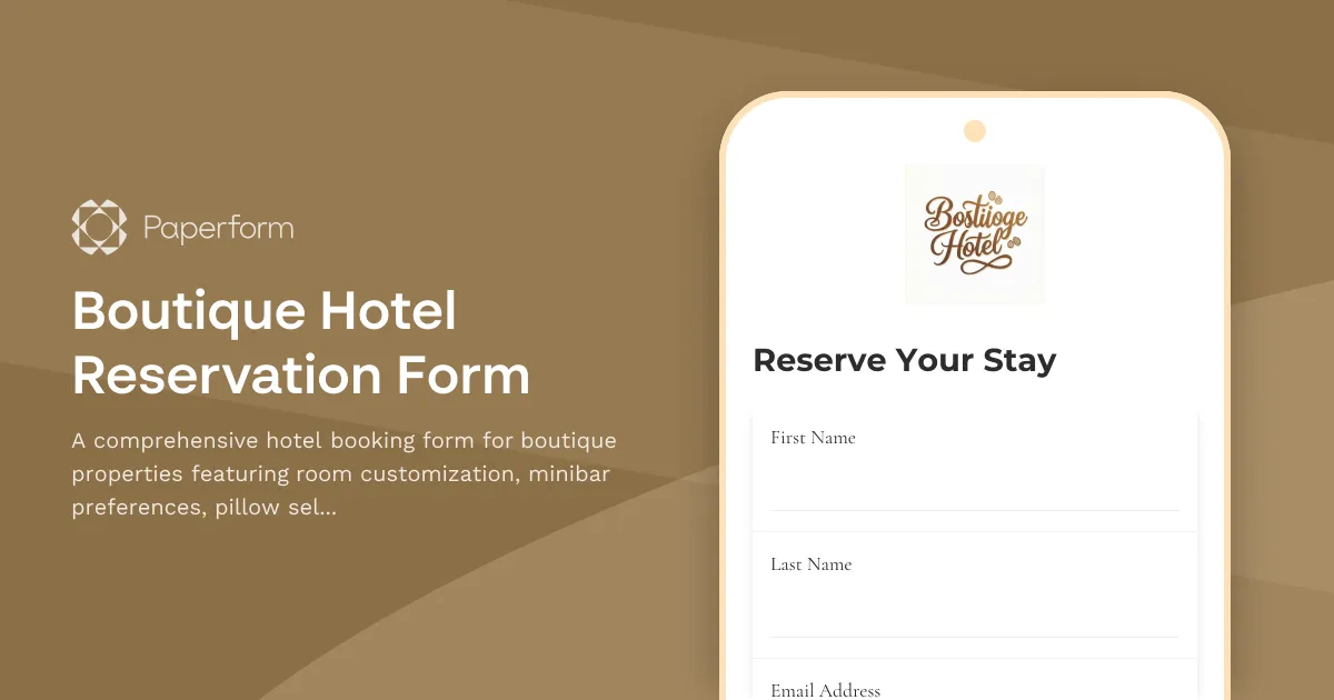Boutique Hotel Reservation Form