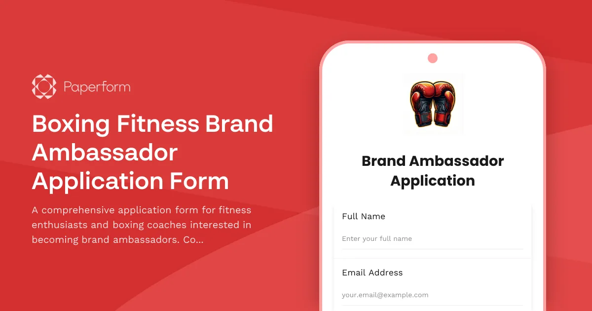 Boxing Fitness Brand Ambassador Application Form