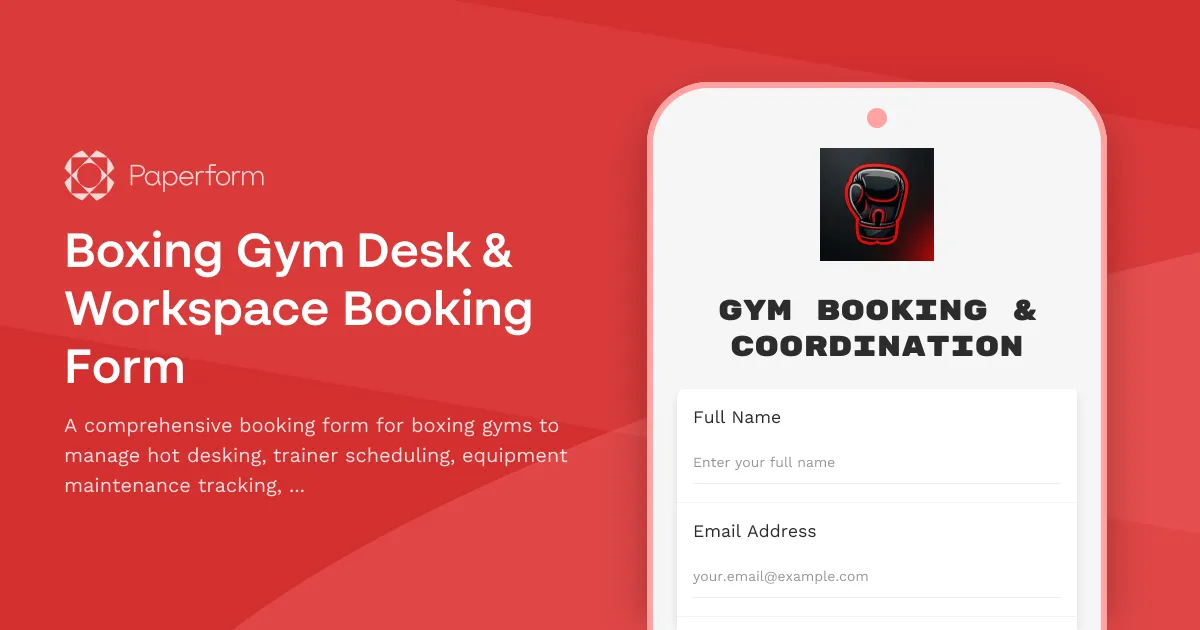 Boxing Gym Desk & Workspace Booking Form