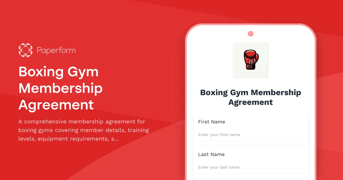 Boxing Gym Membership Agreement