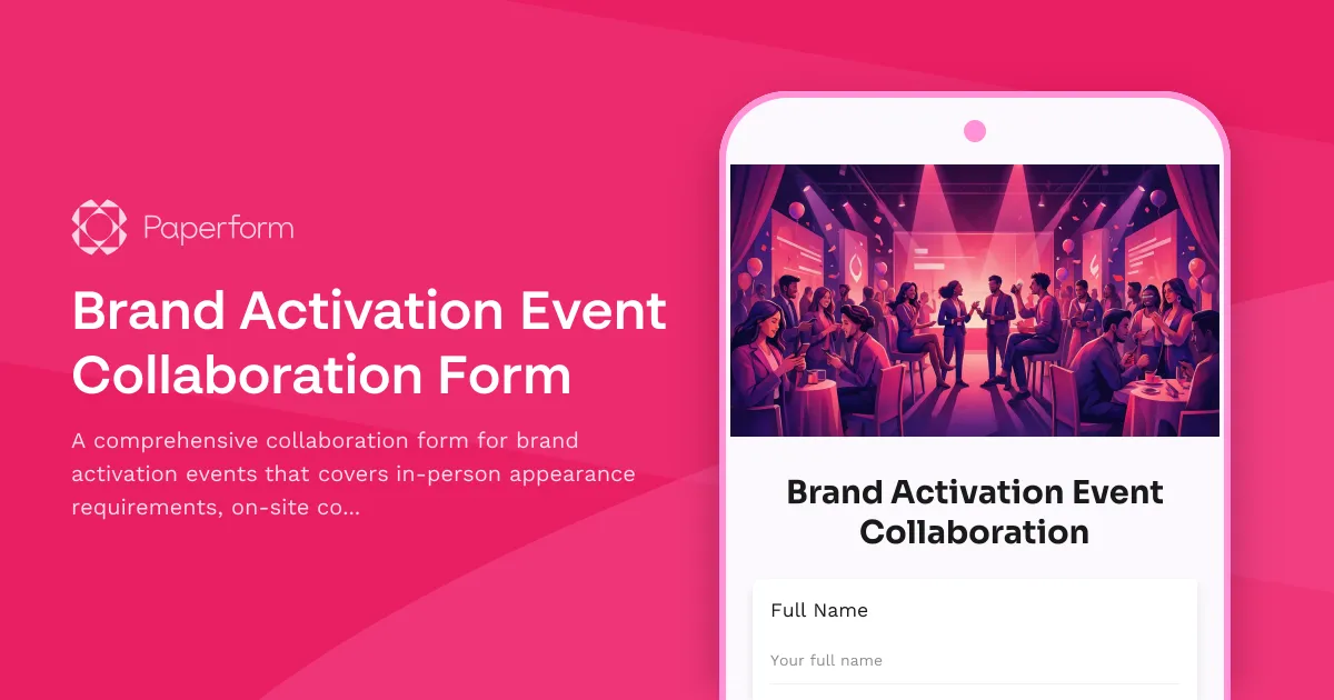 Brand Activation Event Collaboration Form