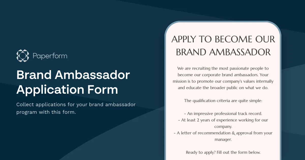 Brand Ambassador Application Form