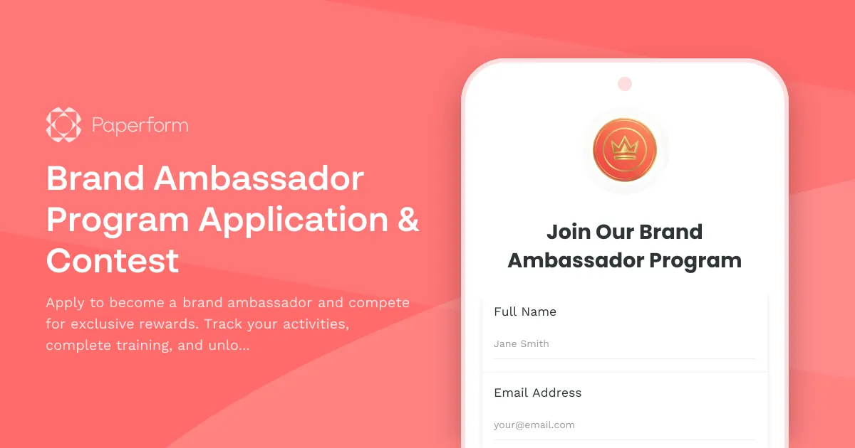 Brand Ambassador Program Application & Contest
