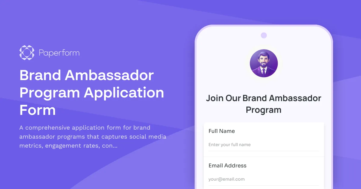 Brand Ambassador Program Application Form