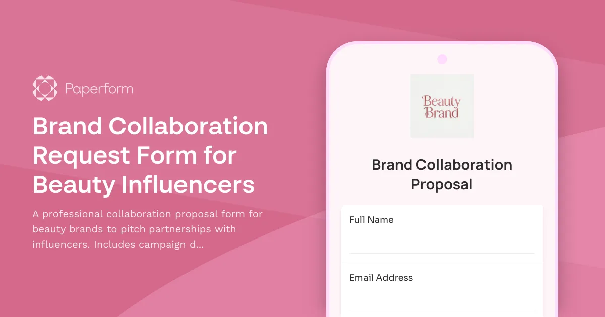 Brand Collaboration Request Form for Beauty Influencers