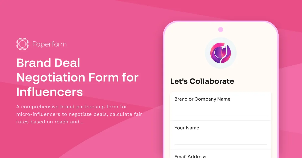 Brand Deal Negotiation Form for Influencers