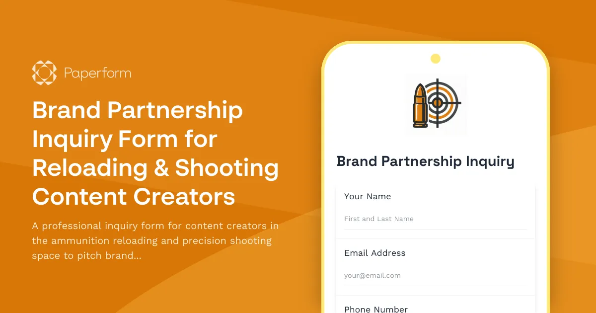 Brand Partnership Inquiry Form for Reloading & Shooting Content Creators