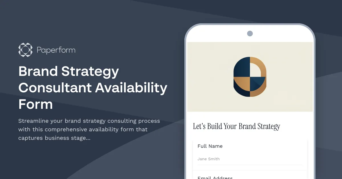 Brand Strategy Consultant Availability Form
