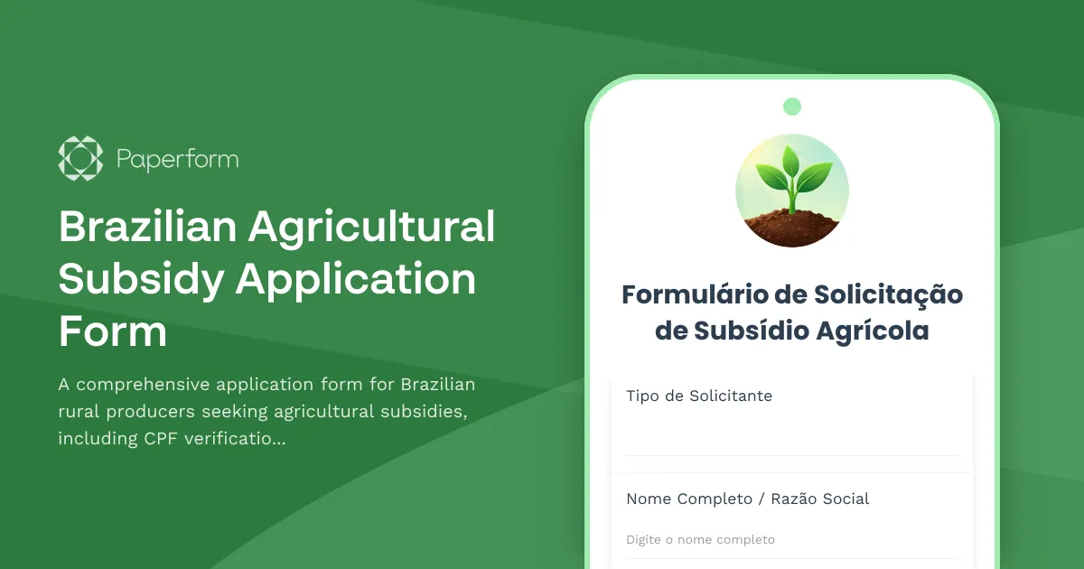 Brazilian Agricultural Subsidy Application Form