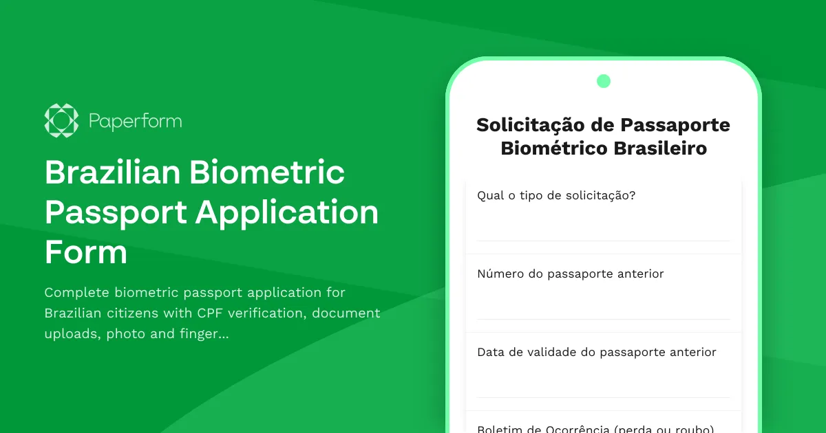 Brazilian Biometric Passport Application Form