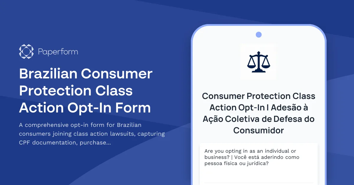 Brazilian Consumer Protection Class Action Opt-In Form