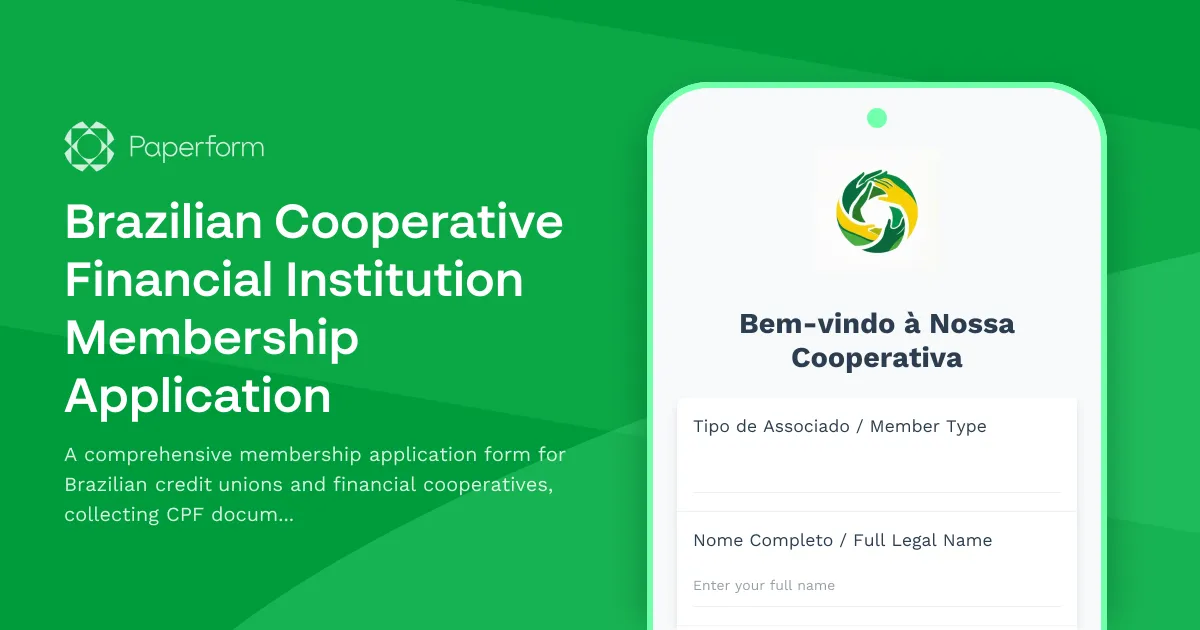 Brazilian Cooperative Financial Institution Membership Application