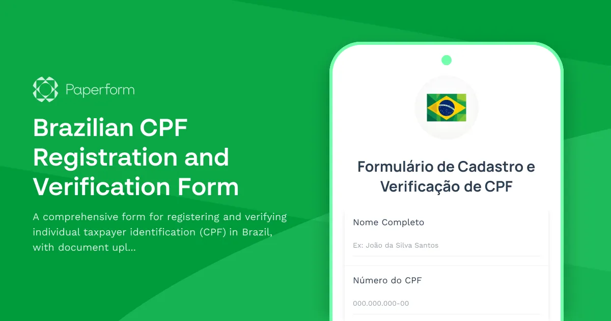 Brazilian CPF Registration and Verification Form