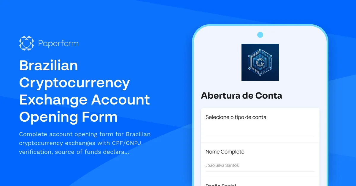 Brazilian Cryptocurrency Exchange Account Opening Form