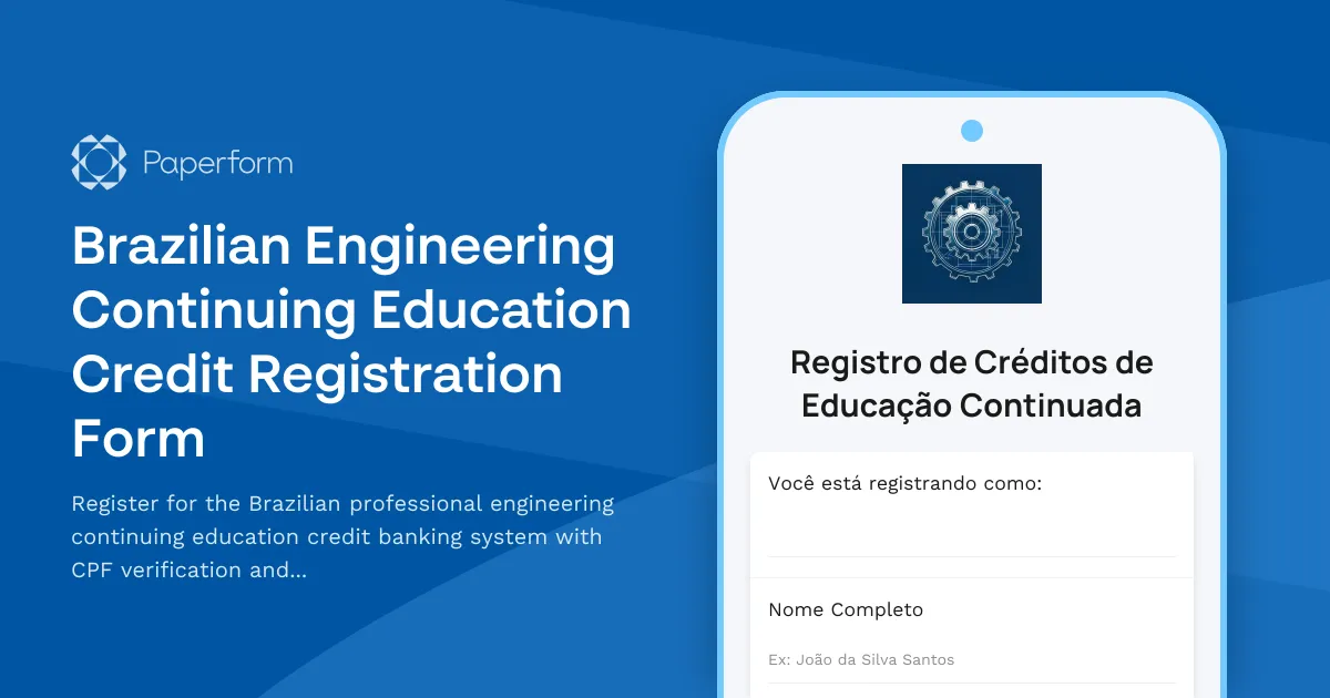 Brazilian Engineering Continuing Education Credit Registration Form