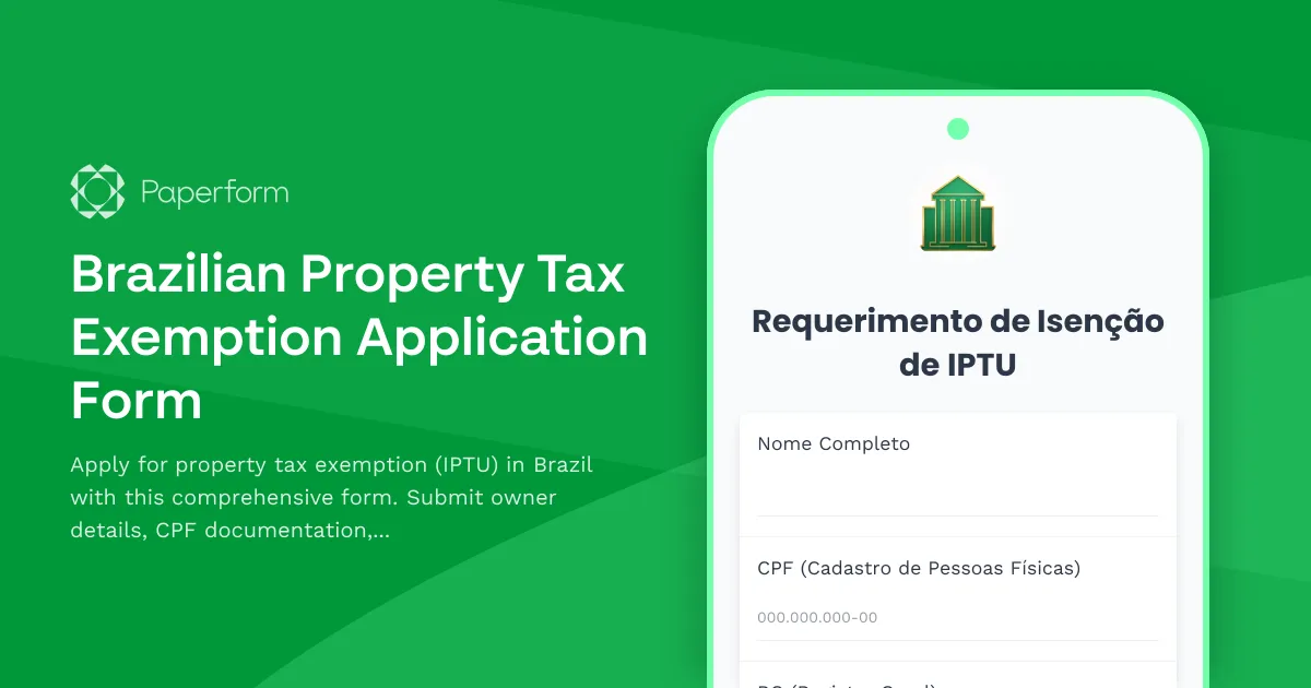 Brazilian Property Tax Exemption Application Form