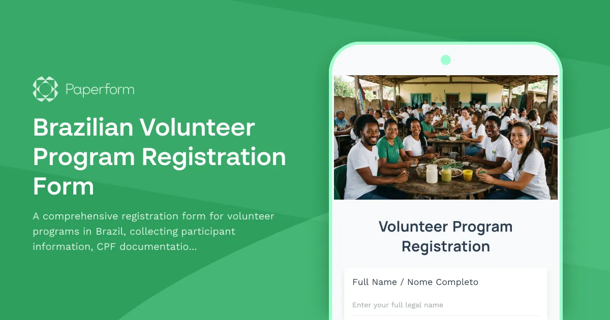 Brazilian Volunteer Program Registration Form