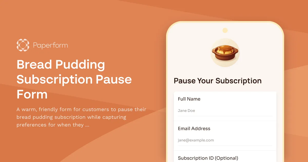 Bread Pudding Subscription Pause Form