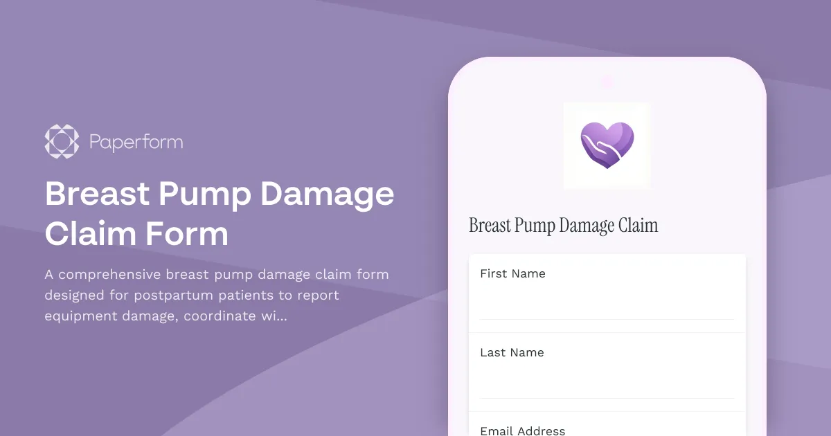 Breast Pump Damage Claim Form