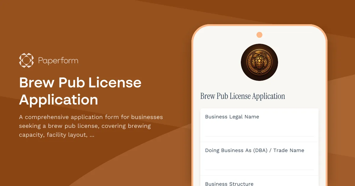 Brew Pub License Application