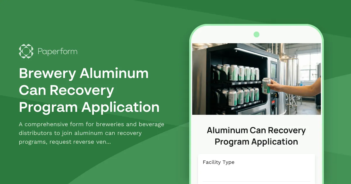 Brewery Aluminum Can Recovery Program Application
