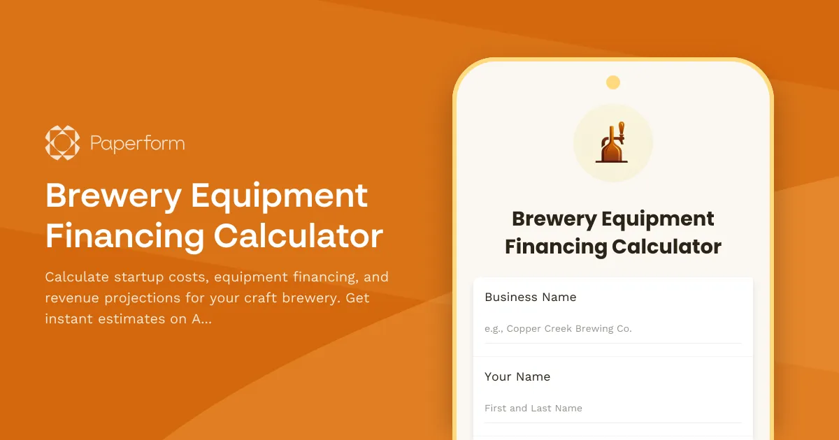 Brewery Equipment Financing Calculator