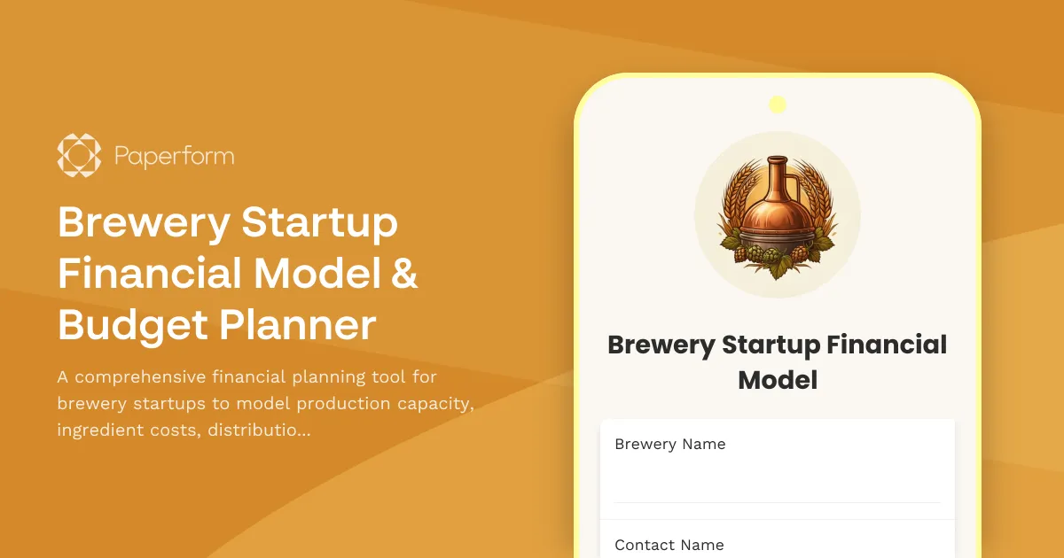 Brewery Startup Financial Model & Budget Planner