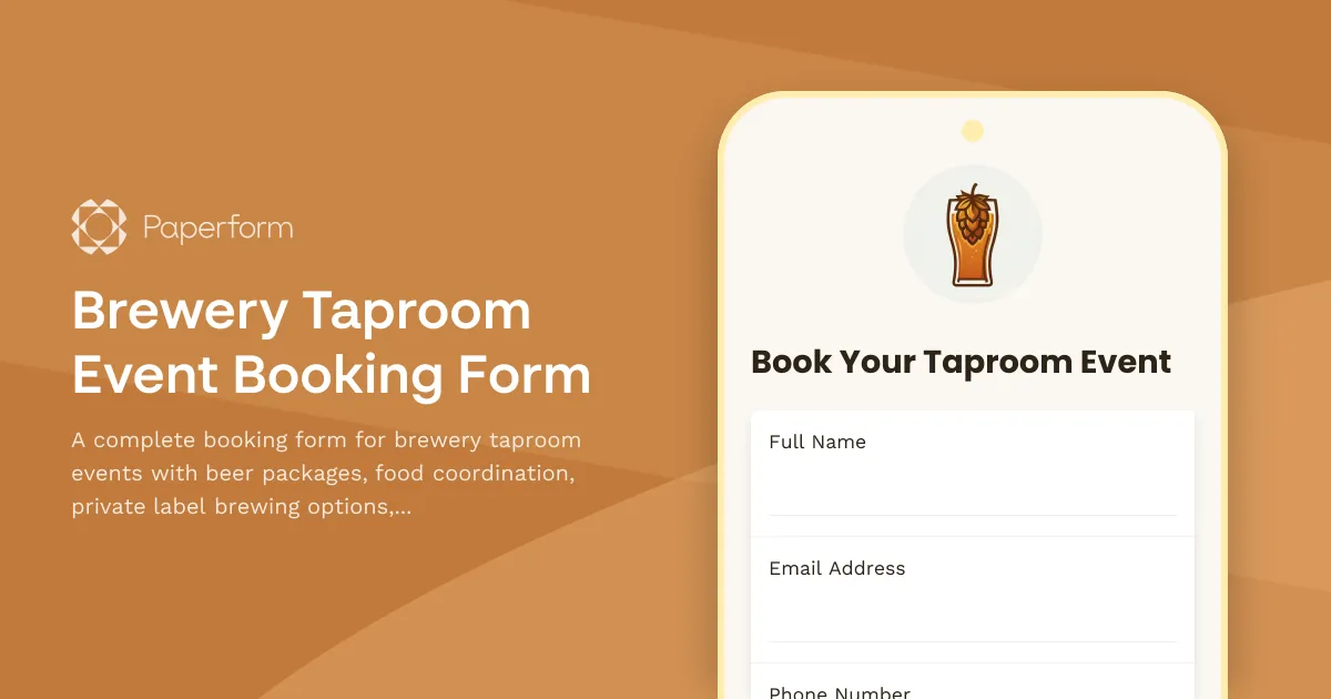 Brewery Taproom Event Booking Form