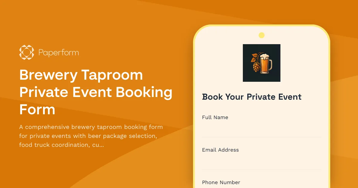 Brewery Taproom Private Event Booking Form