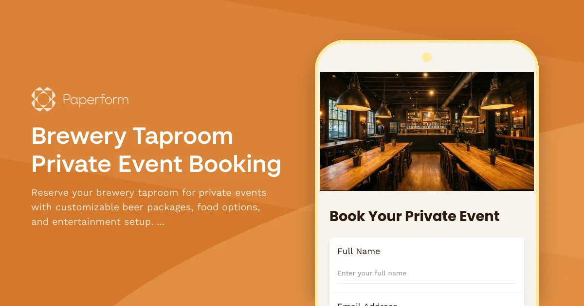 Brewery Taproom Private Event Booking