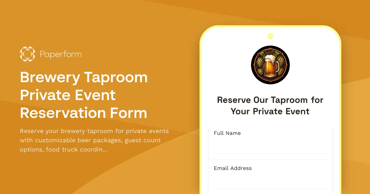 Brewery Taproom Private Event Reservation Form