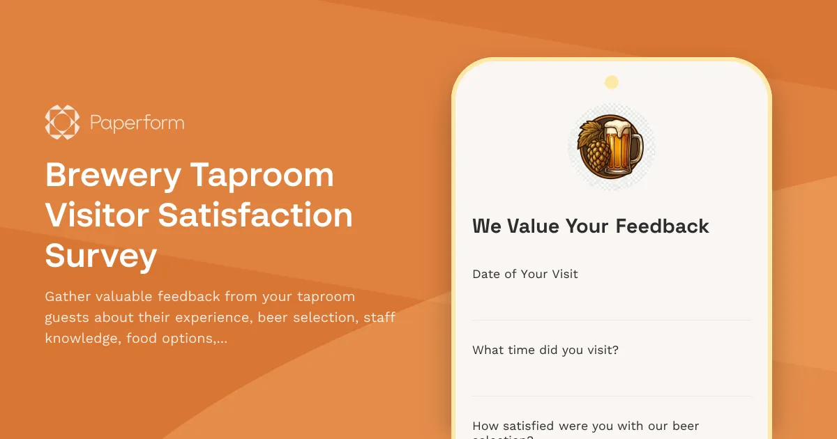 Brewery Taproom Visitor Satisfaction Survey