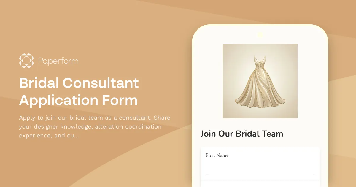 Bridal Consultant Application Form