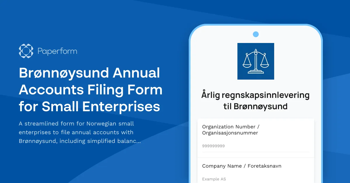 Brønnøysund Annual Accounts Filing Form for Small Enterprises