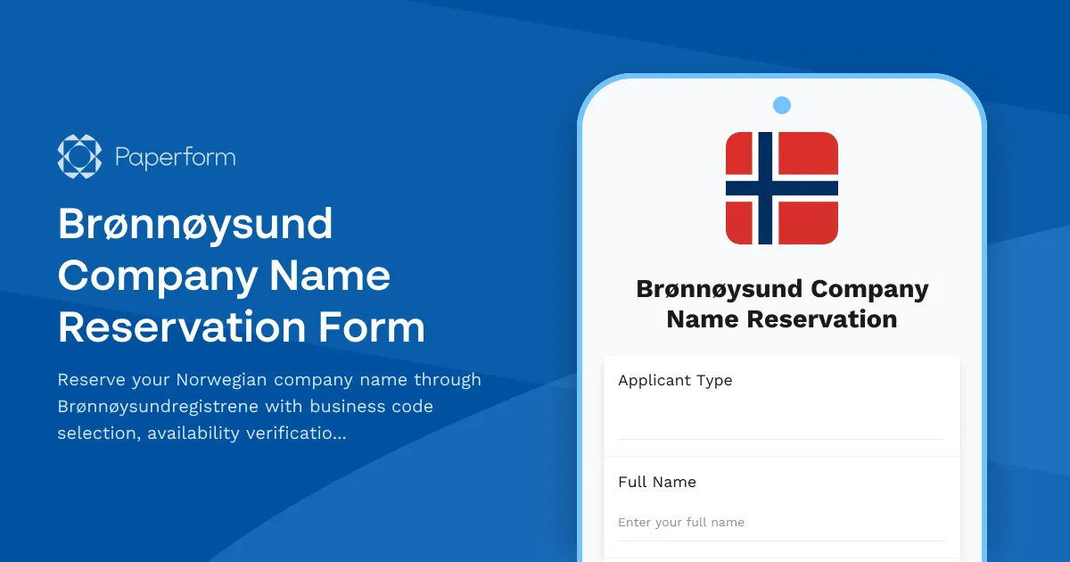 Brønnøysund Company Name Reservation Form