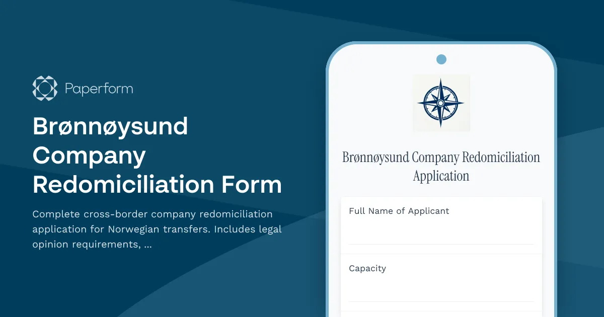 Brønnøysund Company Redomiciliation Form