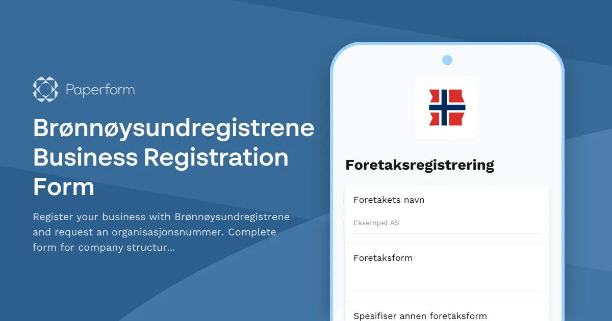Brønnøysundregistrene Business Registration Form