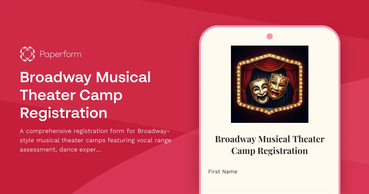 Broadway Musical Theater Camp Registration