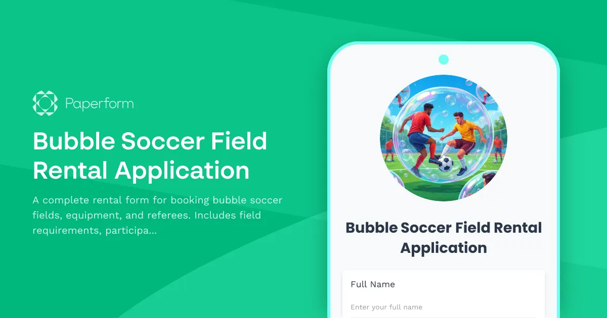 Bubble Soccer Field Rental Application