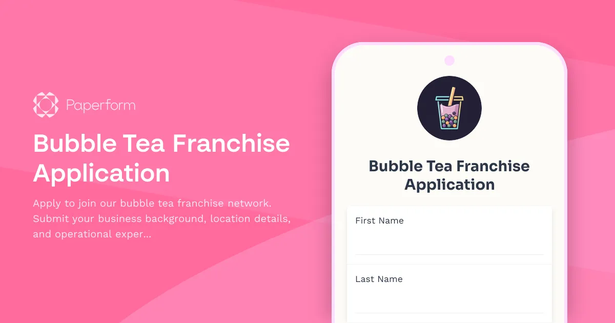 Bubble Tea Franchise Application