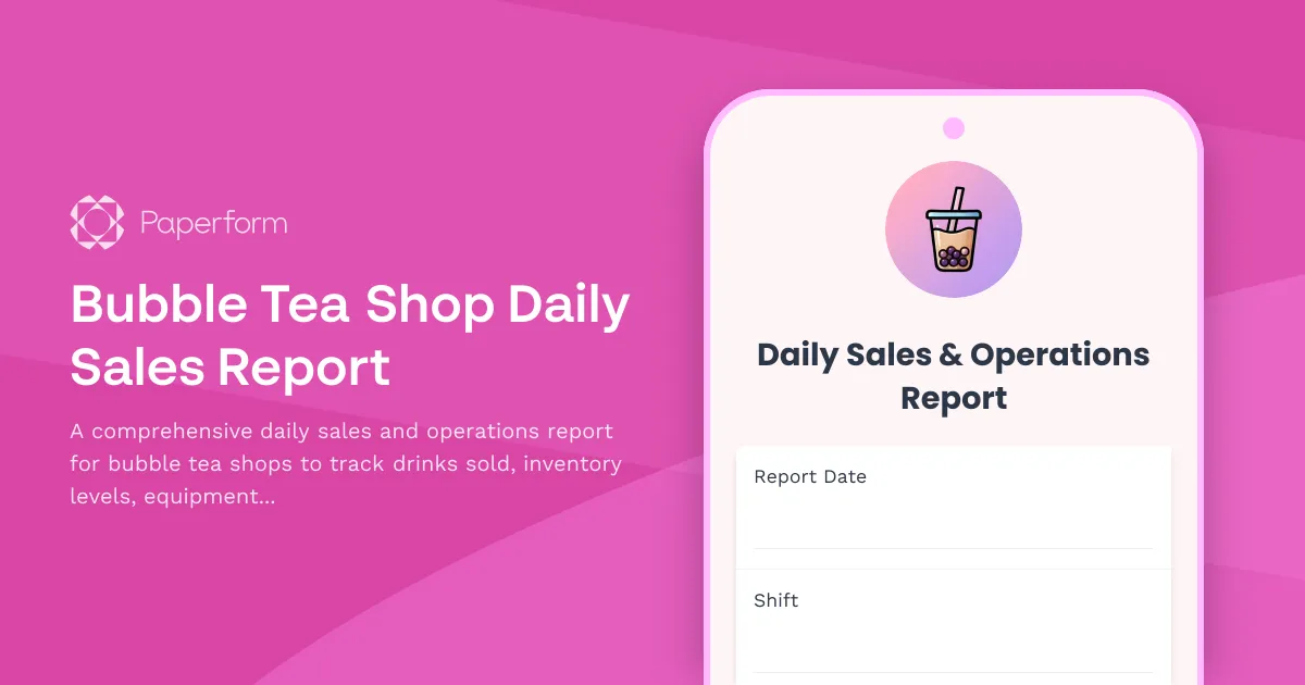 Bubble Tea Shop Daily Sales Report